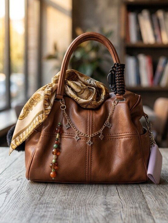 Antik Kraft Handbags - Antik Kraft Brown Leather Satchel with Detachable Strap